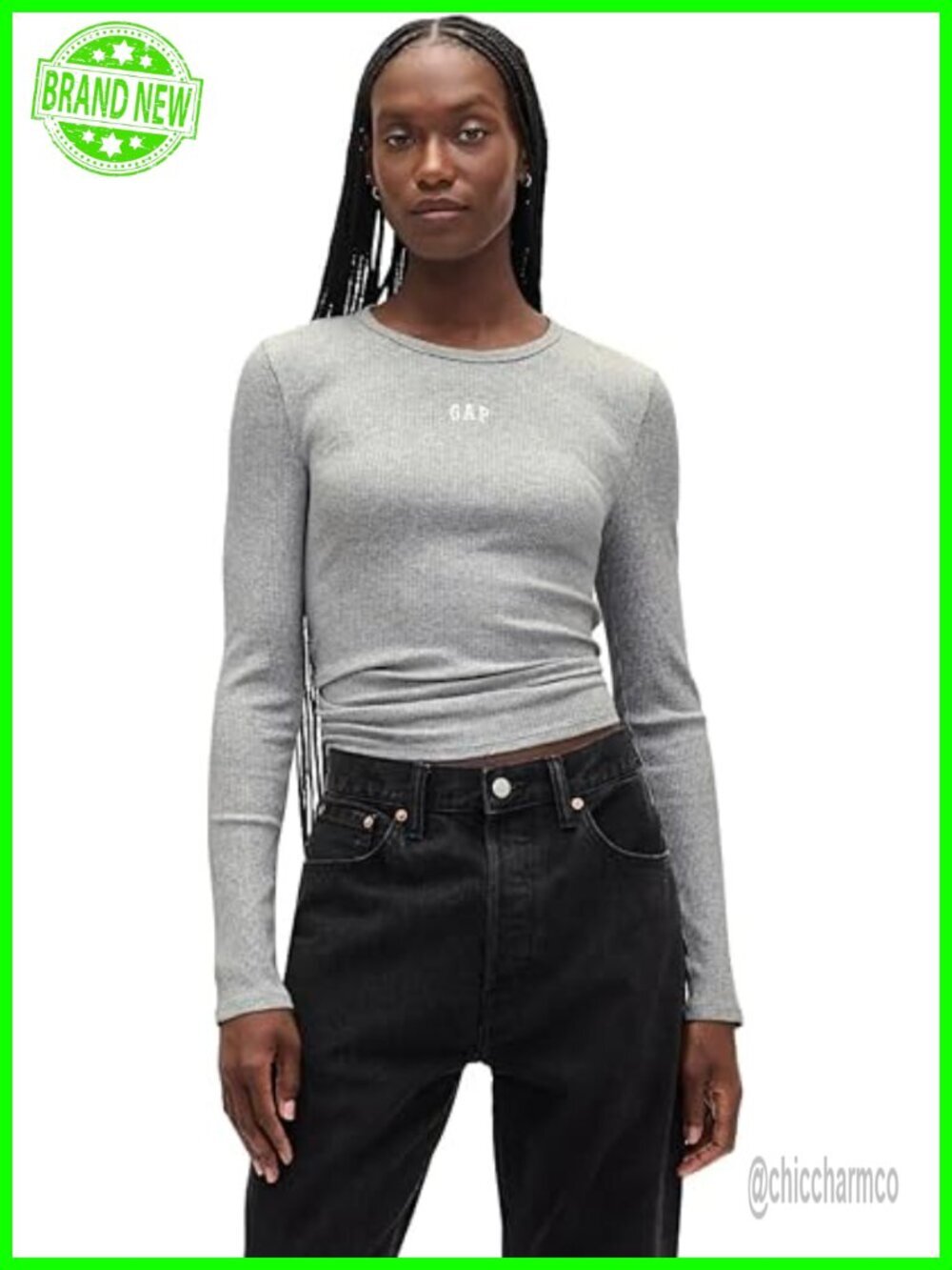 Cropped Ribbed Tee, Short Sleeve, Crew Neck, Cotton, Crop Top